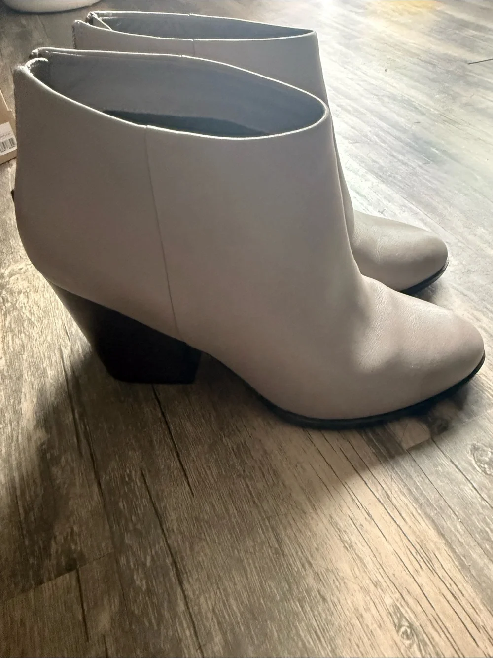 Cole Haan Women's Dey Taupe Leather Ankle Bootie with Stacked Heel 8.5